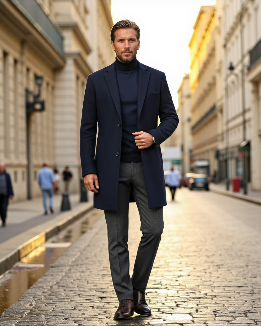 Wool Blend Formal Overcoat