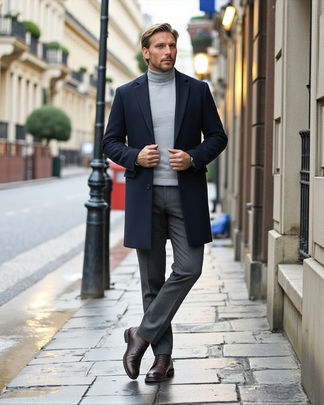 Wool Blend Formal Overcoat